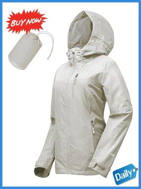 Waterproof Packable Rain Jacket Hooded Cycling Running